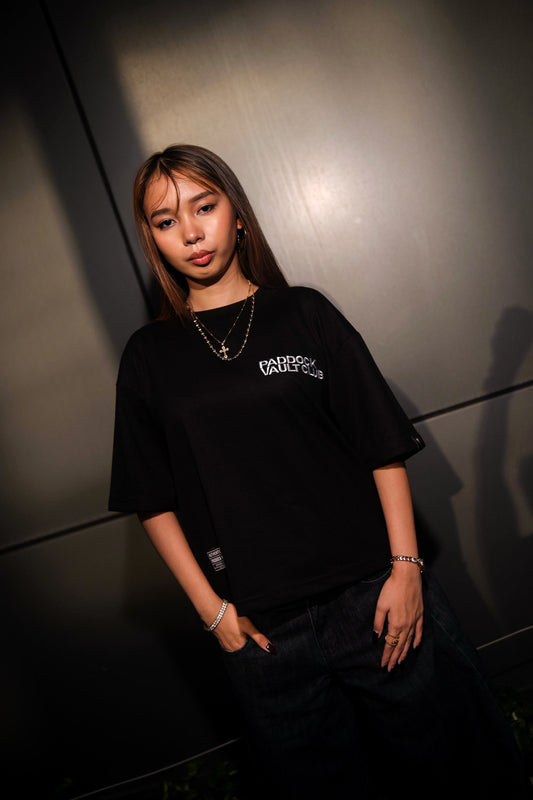 TRACKLINE CROPPED TEE | BLACK