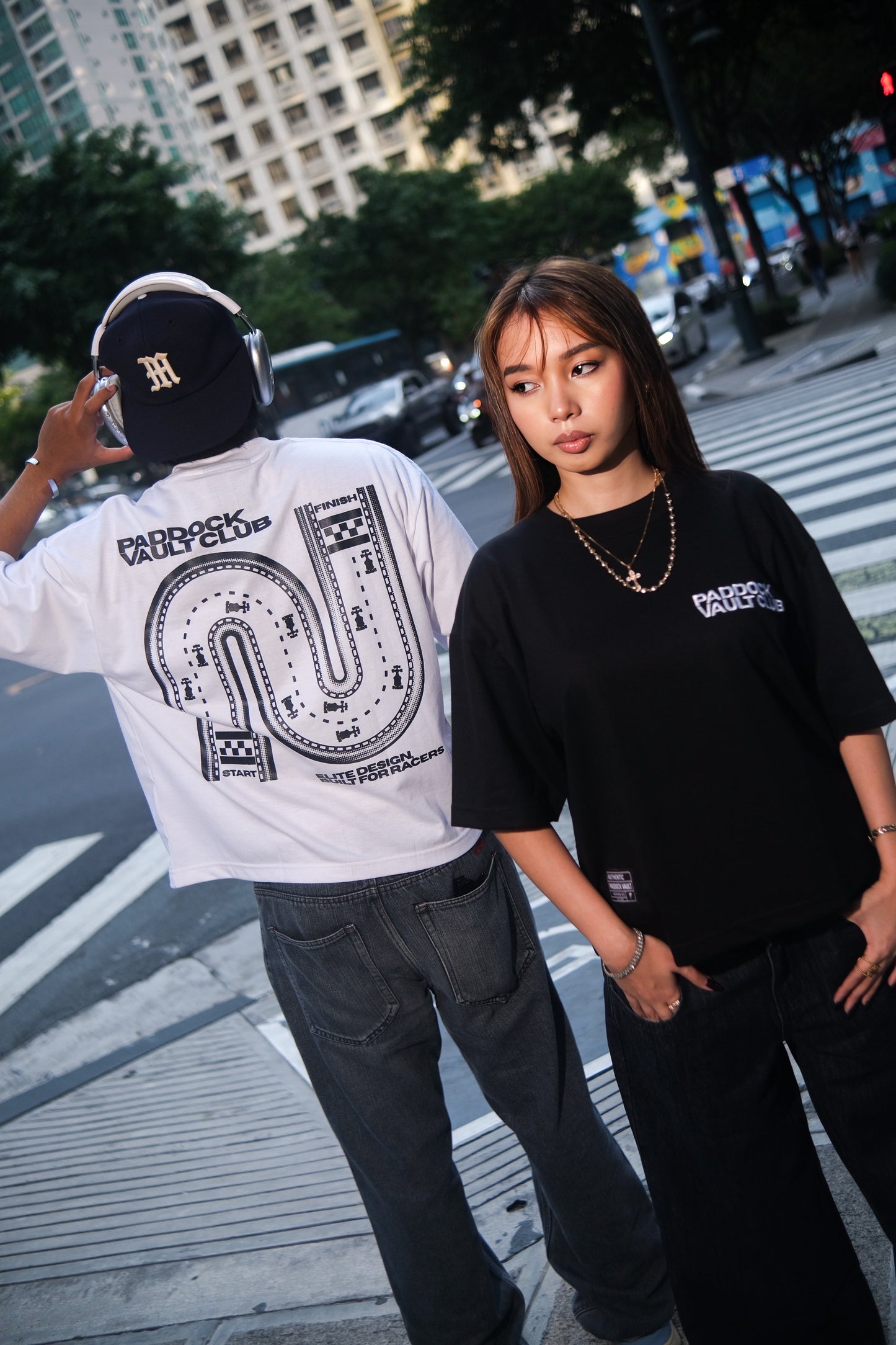 TRACKLINE CROPPED TEE | BLACK