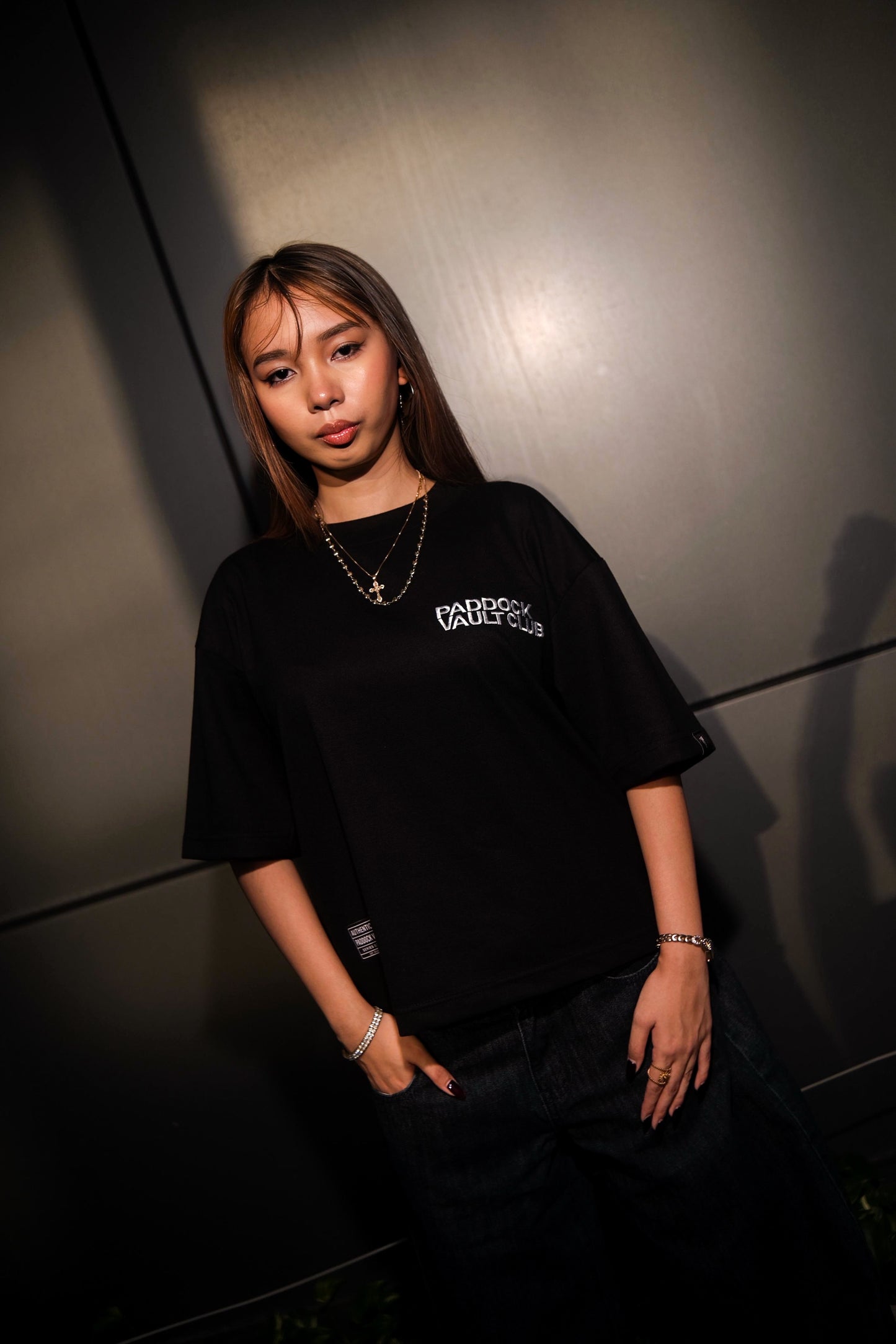 TRACKLINE CROPPED TEE | BLACK