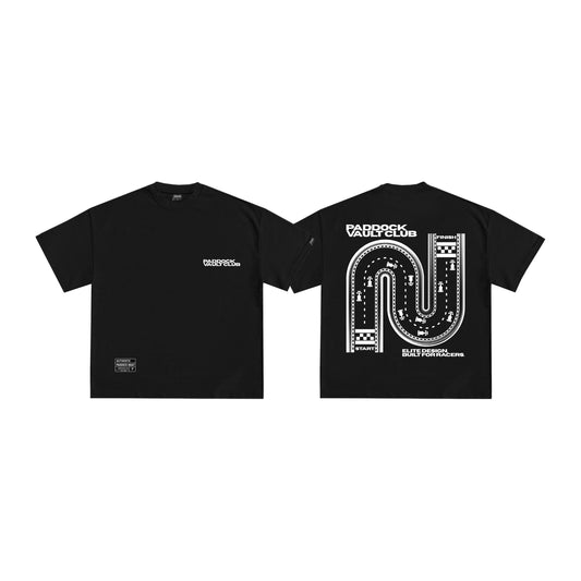 TRACKLINE CROPPED TEE | BLACK